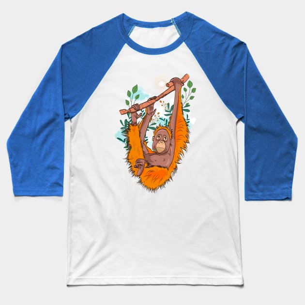 Cute orangutan Baseball T-Shirt by Mimie20